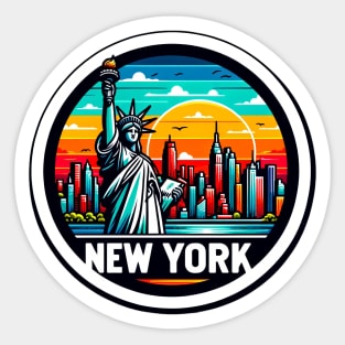 New York skyline and Statue of Liberty stickers - Urban travel design Sticker